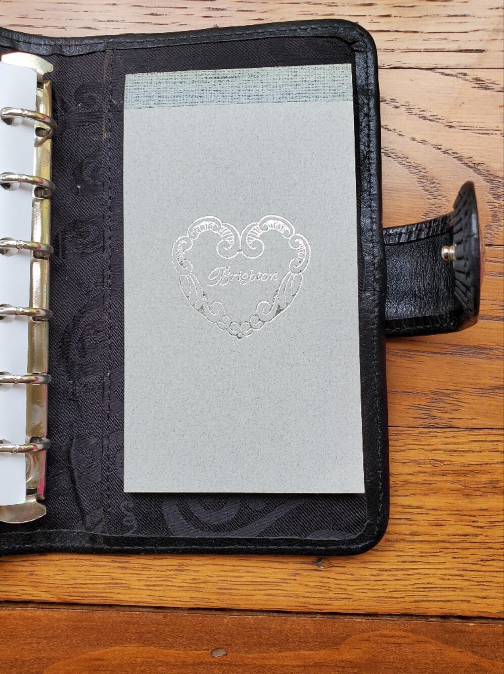 Brighton Black Heart Canvas Leather 6 Ring Binder Planner Agenda A7 size - Picture 9 of 9